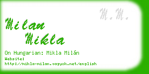 milan mikla business card
